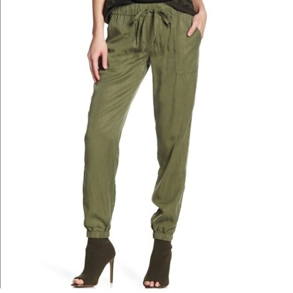 Sanctuary Pants - NEW Sanctuary Tencel Jogger Pants SIZE L Green Olive Utility Elastic Waist NWT